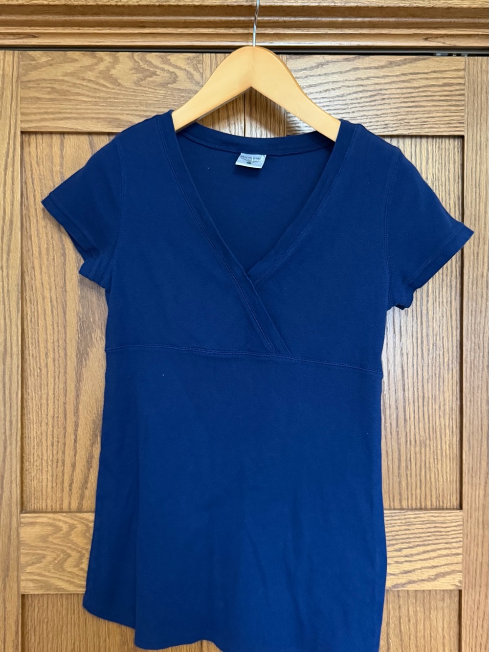 Motherhood Maternity Navy Wrap-Style V-Neck Short Sleeve Top